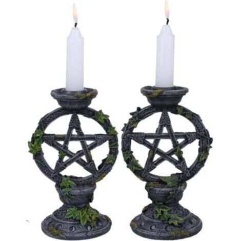 Pentagram - Ensemble de Deux bougeoirs de sorcières 15cm (1/4)