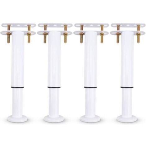 Lot de 4 Pieds de Support de lit réglables en métal, rétractables, très résistants, pour Armoire, canapé, Cadre de lit, pièces de Rechange de 18 à 32 cm (Blanc Lot de 4) (1/4)