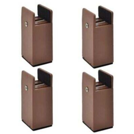 Pied de meubleLot de 4 pieds rehausseurs réglables pour meubles - Marron - Hauteur 100 mm - Convient à 10-37 mm (1/4)