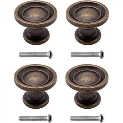 Poignées de meubles antiques, style maison de campagne, design vintage, fer bronze, meubles, armoires, commodes, buffets, 29 x 19 mm, bronze, lot de 4 (1/4)