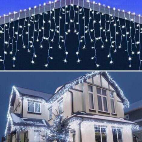 Lumineux Extérieur 10M 400 LED, Rideau Lumineux Intérieur, Rideau Lumineux Étanche, Chaîne Lumineuse de Jardin pour Salle de Décoration Intérieure et Extérieure pour Noël, Mariage, Fête (Blanc) (1/4)