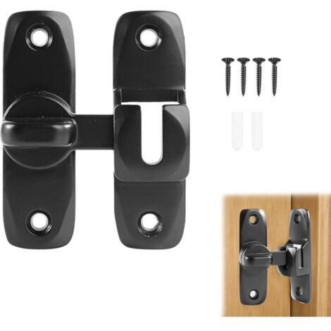 1 verrou de porte coulissante à 90/180 degrés pour protéger l'intimité – Loquet de porte coulissante de sécurité noir pour grange, jardin, salle de ba