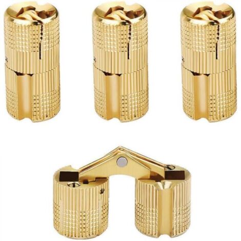 Charnières cylindriques en laiton de 12 mm, invisibles, pour meubles, angle d'ouverture de 180 degrés, 4 pièces (1/4)
