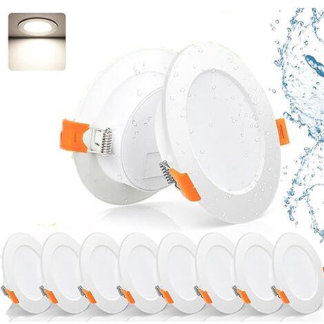 8 pièces projecteurs LED encastrés spots encastrés étanches pour salle de bain salon chambre cuisine, lumière neutre 4000K (1/4)