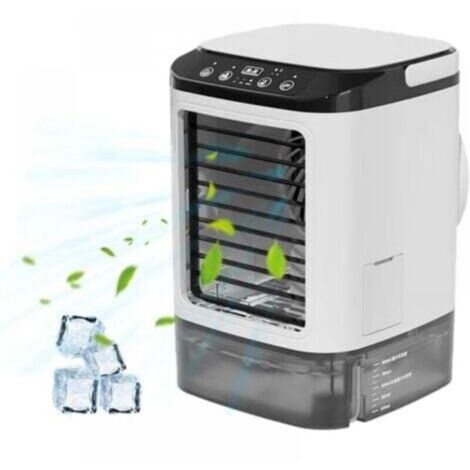 Climatiseur Mobile, Climatiseur Portable, Refroidisseur d'Air par Evaporation 4-en-1, 3 Vitesses, 2 Modes de Brume, 7 Lumières LED, pour Chambre à Coucher, Bureau [Classe énergétique A]