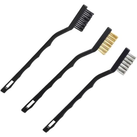 Brosse Métallique, 3 pièces Mini Brosses Métalliques, Laiton et Nylon, Pour le Nettoyage des Scories de Soudure, de la Saleté et de la Rouille (1/4)