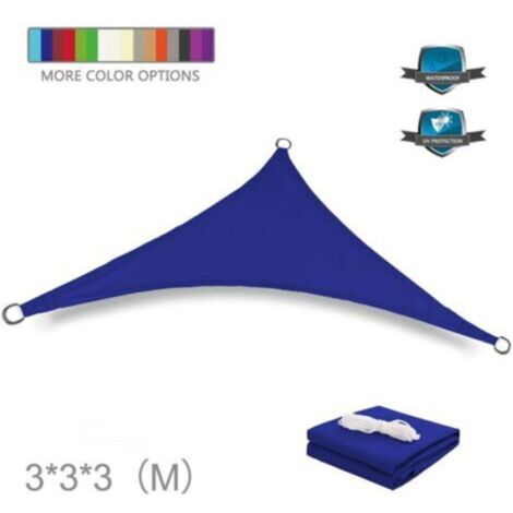 Voile d'ombrage triangulaire d'extérieur 3x3x3m-Garden Pool Outdoor Auvent Blue (1/4)