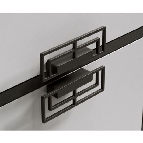 Poignée de tiroir 2 pièces pour meuble TV, élégante poignée en alliage de zinc, moderne, motif chinois de bon augure, distance des trous 32 mm, noir (1/4)