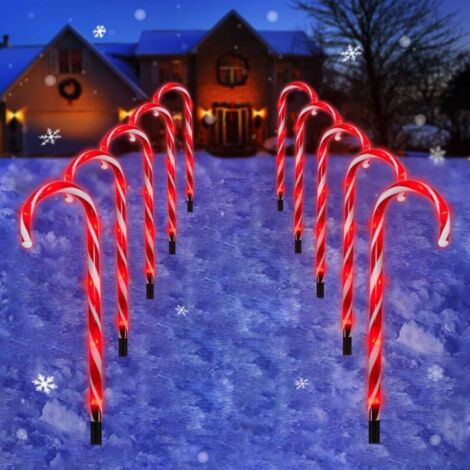 Noël Guirlande Lumineuse D'extérieur - 60 Rouge LEDs 10 Pièces Canne à Sucre de Noël Feux de Éclairage Paysager pour Décoration (1/4)