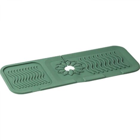Tapis de robinet de cuisine, tapis de drainage en silicone, tapis d'évier de cuisine anti-éclaboussures (vert) (1/4)