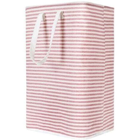 Panier à linge pliable rouge de 72 litres, 40x30x60cm, tissu imperméable,Panier à linge sale pliable en tissu rayé (1/4)