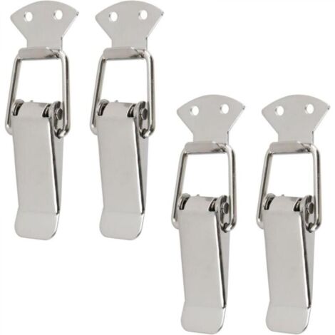 Loquet à ressort, sans mécanisme de verrouillage, argenté, entraxe de 47 mm, 4 loquets à bascule en acier inoxydable (1/4)