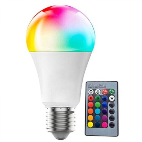 10W A60 E27 Couleurs LED RGBAmpoule Changement de Couleur Télécommande,Dimmable RGB+lumière du Jour Blanc(6000K) Edison Screw (Lot de 1) [Classe énergétique A+] (1/4)