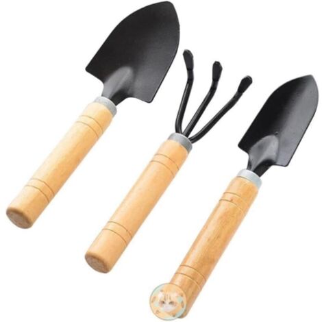 Outils de Jardinage, Outils de Jardinage for Transplantation, 3 pièces, Mini-Outil de Jardinage Portable, tête en métal, Pelle, râteau, bêche, Jardin for Plantes (1/4)