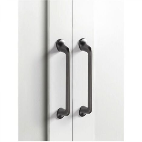 Ensemble de 2 poignées de meuble, poignée d'armoire, poignée de tiroir, poignée d'armoire de cuisine, gris, entraxe de 96 mm, alliage de zinc (1/4)