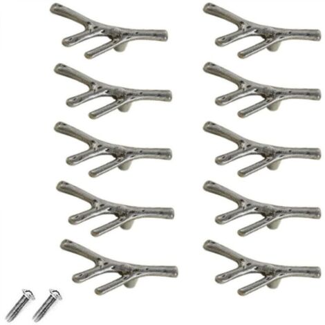 Lot de 10 boutons de tiroir vintage en alliage de zinc pour armoire, tiroir, maison de campagne, chalet(trou unique,argent) (1/4)