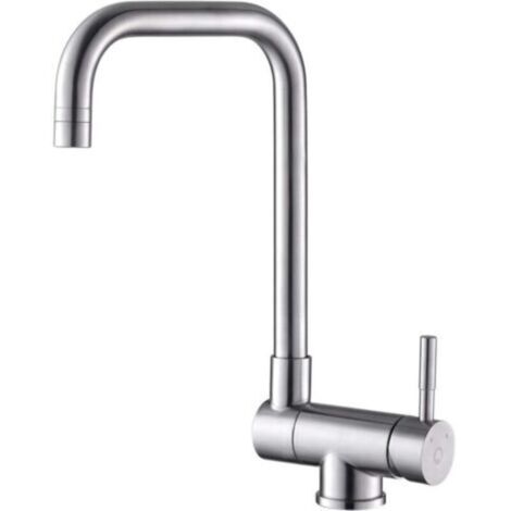 Robinet de cuisine pliant bec pivotant 360° Robinet d'évier pliant laiton acier inoxydable (1/4)