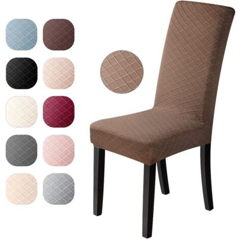 Housse de Chaise Couverture de Élasthanne Jacquard Pattern Housse de Salle à Manger Universel Housse de Protection, (Marron, Lot de 4) (1/4)