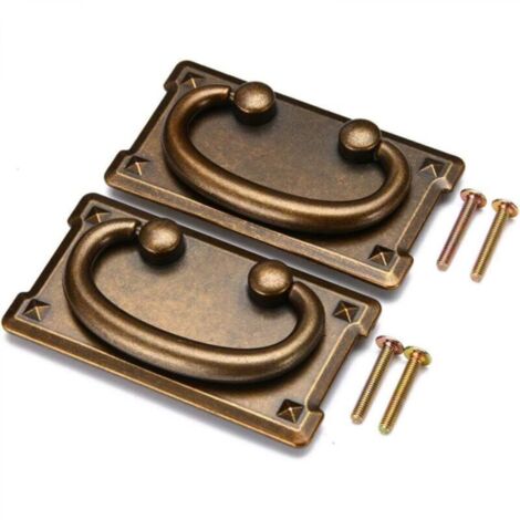 Lot de 2 poignées vintage en bronze antique pour tiroirs, armoires, portes, meubles, tiroirs, quincaillerie manuelle en bronze (jaune) (1/4)