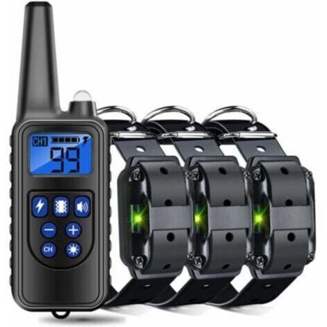 Collier de dressage pour chien étanche rechargeable à 800 m de distance [1 émetteur + 3 récepteurs]