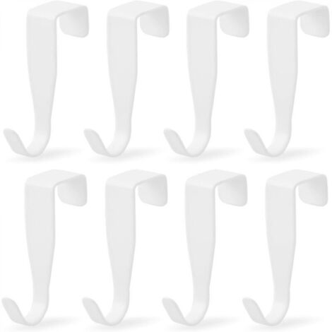 Lot de 8 crochets de porte en forme de S, en acier inoxydable, pour porte-serviettes de salle de bain, tiroirs, placards, cuisines. (1/4)