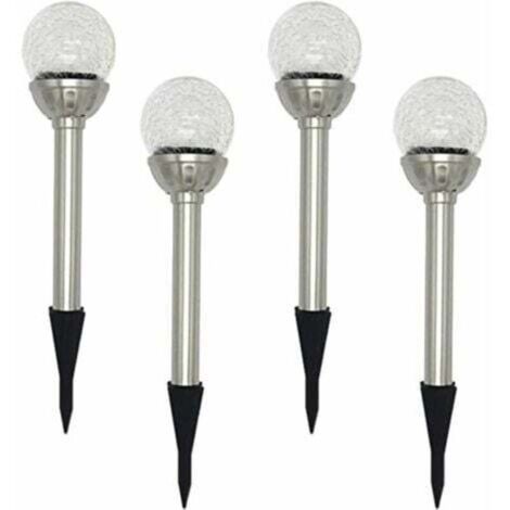 Lampes solaires d'extérieur pour jardin, paquet de 4 lampes solaires sphériques à 8 LED RVB, boules de verre craquelées à couleur changeante, temps de travail de 6 à 10 heures (1/4)