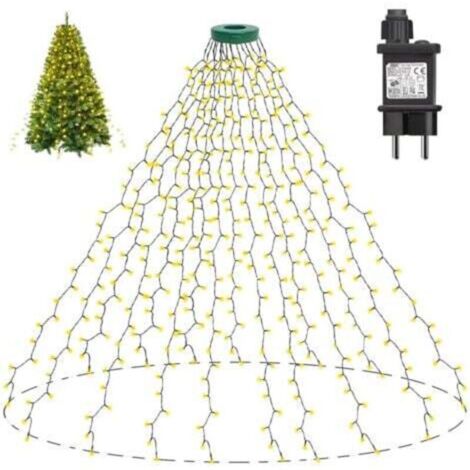 Guirlande lumineuse d'arbre de Noël 2 m x 16, 400 LED (1-2,4 m), 8 modes, décoration de Noël pour la maison, jardin, terrasse (blanc chaud) (1/4)