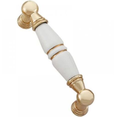 Set of 6 handles for cabinets and furniture, made of white zinc alloy, ceramic, for drawers, kitchen cabinets (1/4)