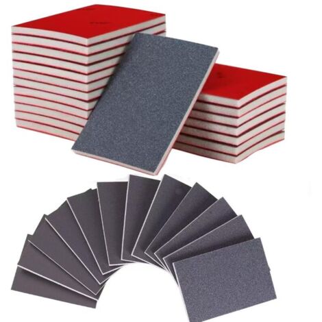 24 pcs Éponge de Ponçage, Polissage Grain 180-3000,Cale a Poncer Kit Papier Abrasif Sec et Humide pour Modèle de Construction Sèche Métal Bois Meubles (1/4)