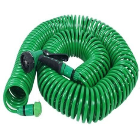 Arrosage Irrigation (15M)Spring Tube Lavage de Voiture Pistolet à Eau 8 Fonction avec Buse 50FT Flexible Portable Extensible Tuyau d'eau de Jardin (1/4)
