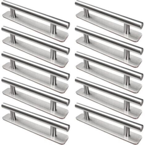 10 Pièces Poignée de Meuble Autocollante, 128 mm Poignée de Cuisine en Acier Inoxydable, Poignée de Meuble Sans perçage, Pour armoire, cuisine, porte coulissante, porte de balcon (1/4)