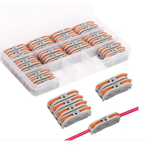 "Exclusivité web Réf 95472933 30 PCS Connecteurs Electriques Rapide avec Levier,Bornes de Connexion Automatique,domino electrique,1-Fil 2-Entrées et Peut être Librement Combiné" (1/4)