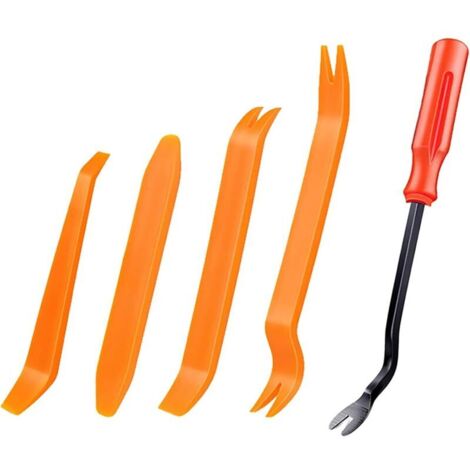 Outil Demontage Garniture Voiture, Lot de 5 Ensemble de Coins de Garniture pour Le démontage des Garnitures intérieures de Voiture, leviers en (1/4)
