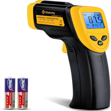 Pistolet de mesure de température laser infrarouge, adapté aux cuisinières, cuisines, réfrigérateurs, jaune, (1/4)
