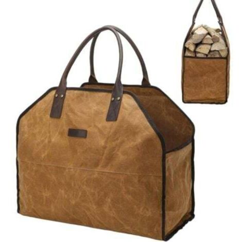 Sac de transport pour bois de chauffage, étanche et ignifuge, pochette de rangement portable pour transporter du bois au camping, pique niques, vacances, barbecues, cheminées et réunions en plein air (1/4)