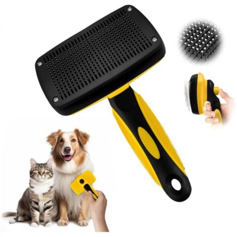 Brosse Chien et Chat,Brosse et peigne pour chien ,Brosse Peigne de Toilettage Rétractable pour Les Animaux Jaune et Noir (1/4)