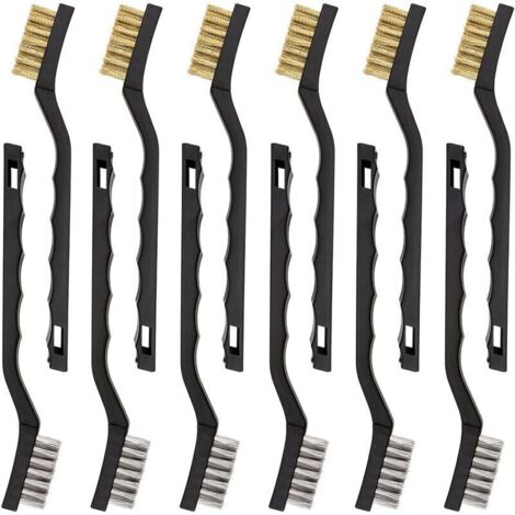 Lot de 12 Mini Brosses Métalliques en Acier Inoxydable Brosse pour Nettoyage en Laiton pour Nettoyer Frottement et Rouille des Scories de Soudage (1/4)