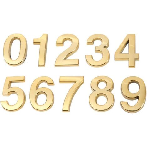 10pcs (gold) Numéro de métal stéréoscopique Numéro de Plaque Moderne Maison Adresse de l'hôtel Hôtel Chiffres Plaque d'autocollant Signe (0-9, Un (1/4)