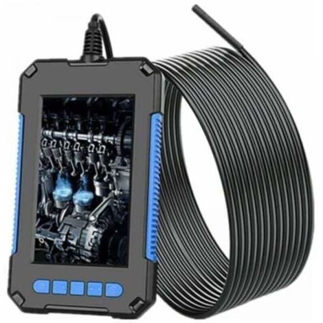 Endoscope industriel, caméra d'inspection numérique HD 1080p, écran 4,3, caméra serpent étanche 5,5 mm, avec 6 lumières LED, câble semi-rigide de 5 m - Bleu (1/4)