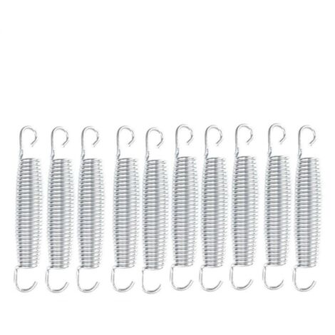 Lot de 10 ressorts en acier galvanisé pour trampoline - Installation facile - Accessoires de trampoline pour extérieur et intérieur (1/4)