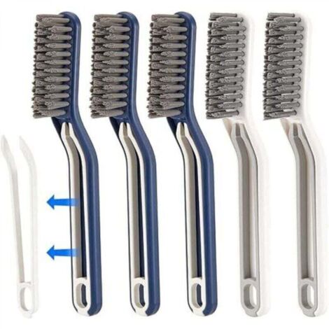 Lot de 5 brosses de nettoyage multifonctions pour joints de sol de salle de bain, brosse de nettoyage 2 en 1 avec clip (1/4)