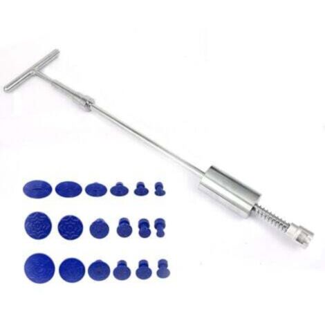 19pcs Kit Debosselage Marteau Coulissant, Debosselage Caravane, Paintless Débosselage Réparation de Bosses de Voiture sans Peinture Outil de T Type Extracteur de Denture,Glissière Marteau Barre