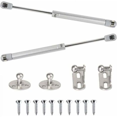 2pcs Ressort à Gaz 100N Vérins à Gaz Hydraulique Bras Pneumatique pour Levage Amortisseur à Gaz 90 Degres avec Vis Charnière Porte Placard pour Ouverture Douce Armoire Meuble Cuisine - 265mm (1/4)