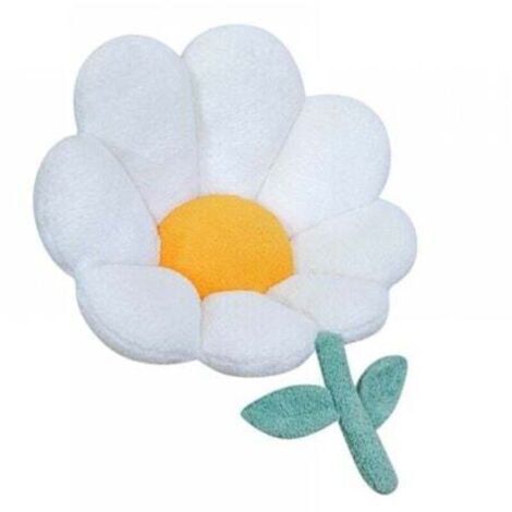 (26" x 25", Blanc) Coussin de chaise floral mignon, coussin de chaise de jeu antidérapant avec dossier, décoration de chambre à coucher (1/4)
