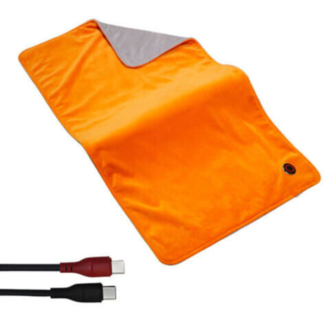 Couverture électrique graphène 80x45cm Chauffage 5 zones NTC intégré Arrêt automatique 2H Puissance 10W Lavable en machine Utilisation du plug-in Type-C Couverture électrique à contrôle de température (1/4)