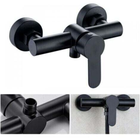 Robinet de douche en acier inoxydable 304 Robinet mitigeur de douche chaud et froid pour salle de bain - Noir, 1pc (1/4)
