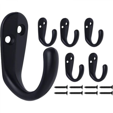 Crochet Porte Manteau Noir, 6 Pateres Muraux Retro Lourd Metal Crochets Murale Individuelle pour Maison Porte Entrée Cuisine Chambre Salle de Bain Garage