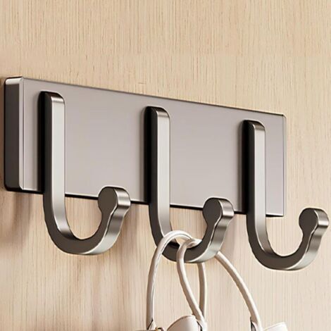 Patère murale, crochets muraux de style champêtre pour suspendre des vêtements, support à crochets en alliage d'aluminium (gris, 21,7 cm/8,5 po) (1/4)