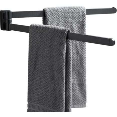 Serviettes pivotant Noir - Oganizer - Gain de Place - Support Mural pour Serviettes - Double Barre pivotante pour Salle de Bain (1/4)