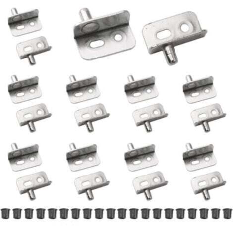 Charnière pivotante en fer, 10 ensembles de charnières pivotantes de porte d’armoire à arbre dissimulé Charnières de porte en bois d’armoire avec goupille pour porte en bois (nickelage) (1/4)